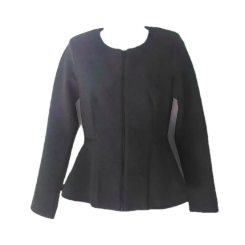 Topshop Dark Grey Fit + Flare Zippered Blazer Peplum Back EUC
